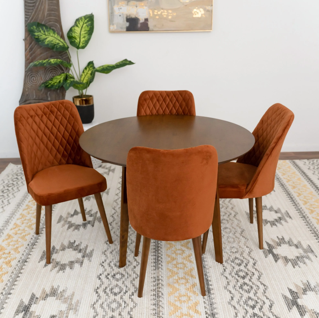 Burnt orange velvet online dining chair