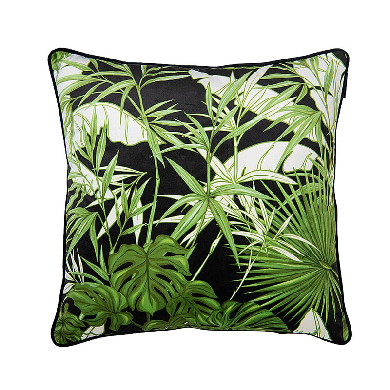 Medicci Home Decorative Cushion Covers Tropical Parrot Bloom Palm Imprint Velvet Throw Pillow Case Modern Mix And Match Style