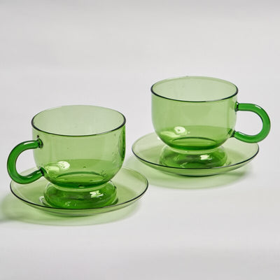 Set of 2 Translucent Vintage-Inspired Coffee/Tea Mugs