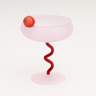Funky Twisted Stem Wine Glass and Translucent Spoon Collection