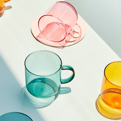 Vintage-Inspired Translucent Heat Resistant Colorful Coffee/Tea Mug Spoon Collection