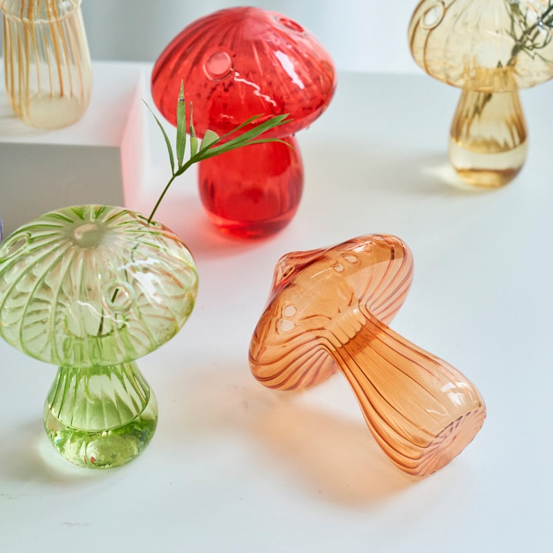 Vintage-Inspired Translucent Mushroom Vase Collection