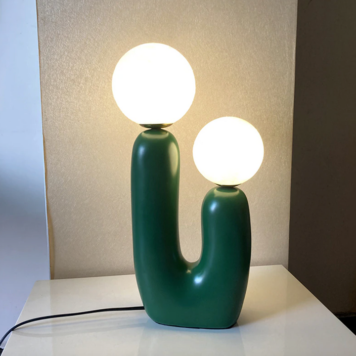 Pale Pink Abstract Modern Dual Bulb Cactus Lamp – Monstera Drive