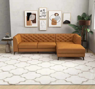 Carter Mid-Century Modern Sectional in Tan - Right Facing Chaise