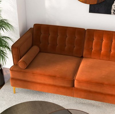 Brooke Mid-Century Modern Orange Velvet Sectional