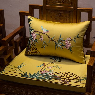 DUNXDECO Cushion Cover Decorative Pillow Case Modern Chinese Traditional Flora Bird Luxury Embroidery Coussin Sofa Chair Decor