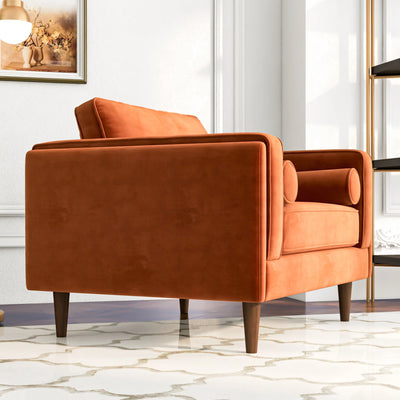 Mid-Century Modern Lounge Chair in Burnt Orange Velvet