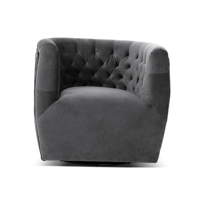 Contemporary Modern Gray Velvet Swivel Chair