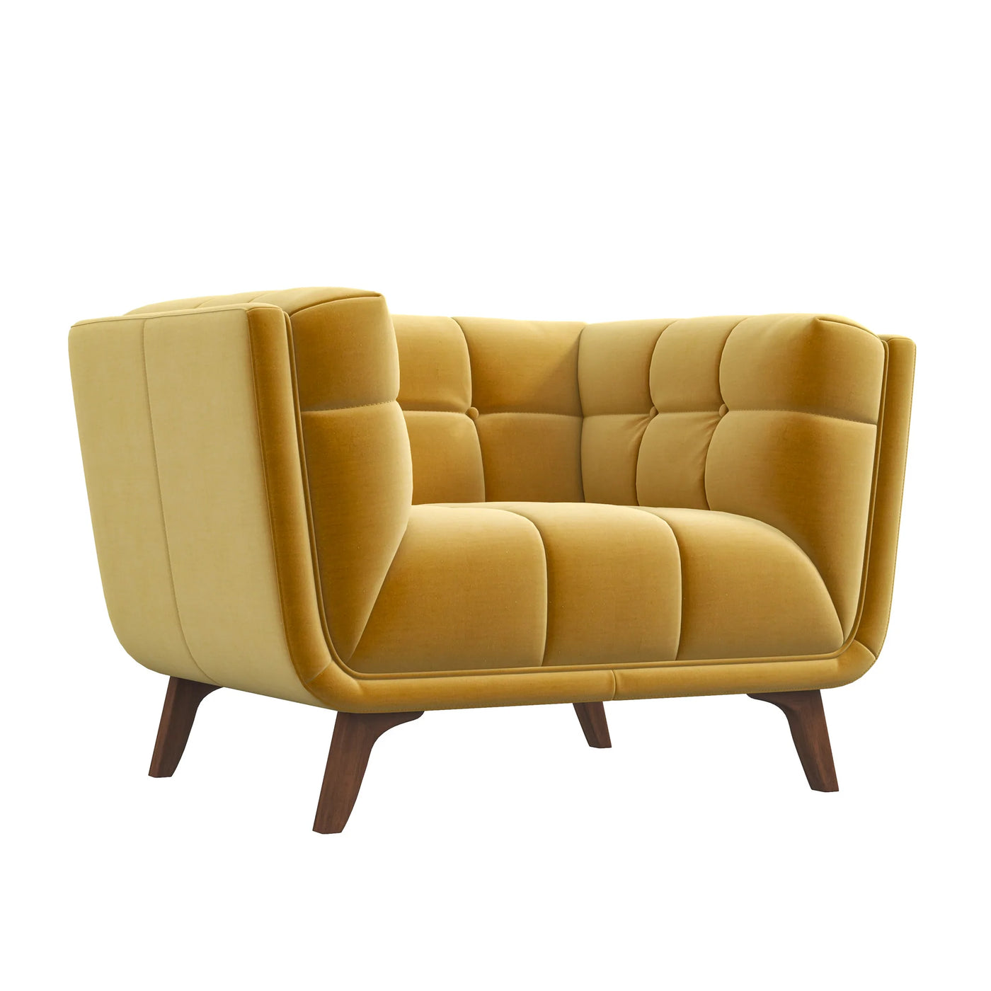 Mid-Century Modern Lounge Chair in Blue or Gold Velvet