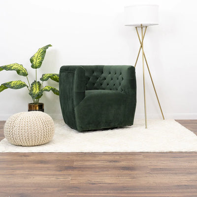 Contemporary Modern Forest Green Velvet Swivel Chair