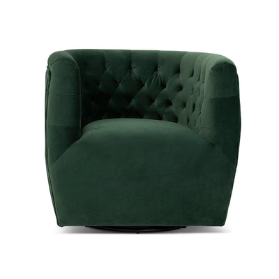 Contemporary Modern Forest Green Velvet Swivel Chair