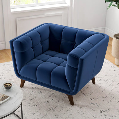Mid-Century Modern Lounge Chair in Blue or Gold Velvet