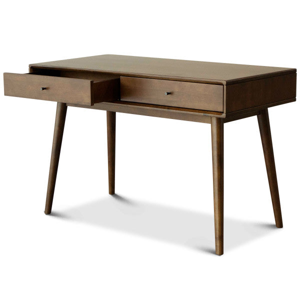 Cooper Mid-Century Rectangular Solid Wood Desk in Brown