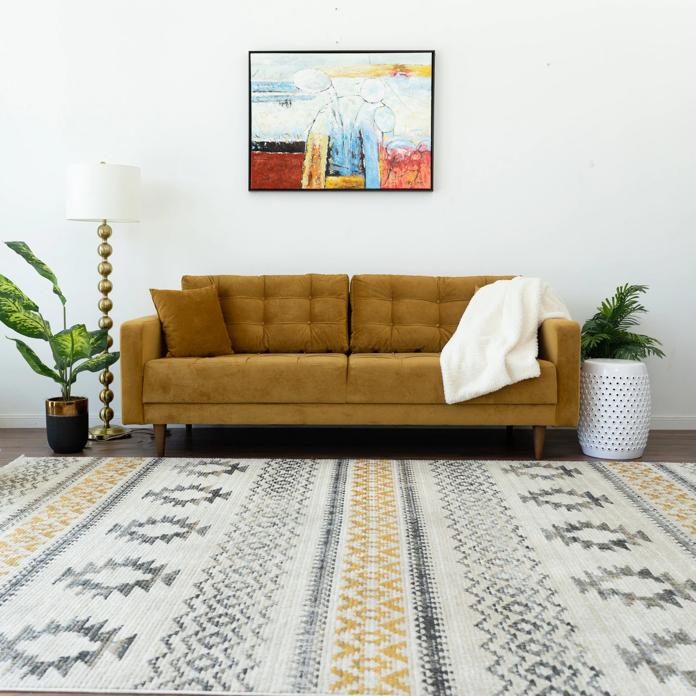 Mid century modern microfiber sofa deals