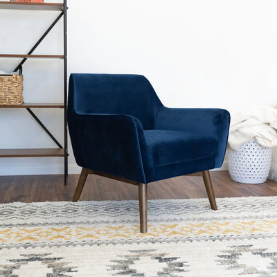 Modern Contemporary Navy Blue Velvet Lounge Chair