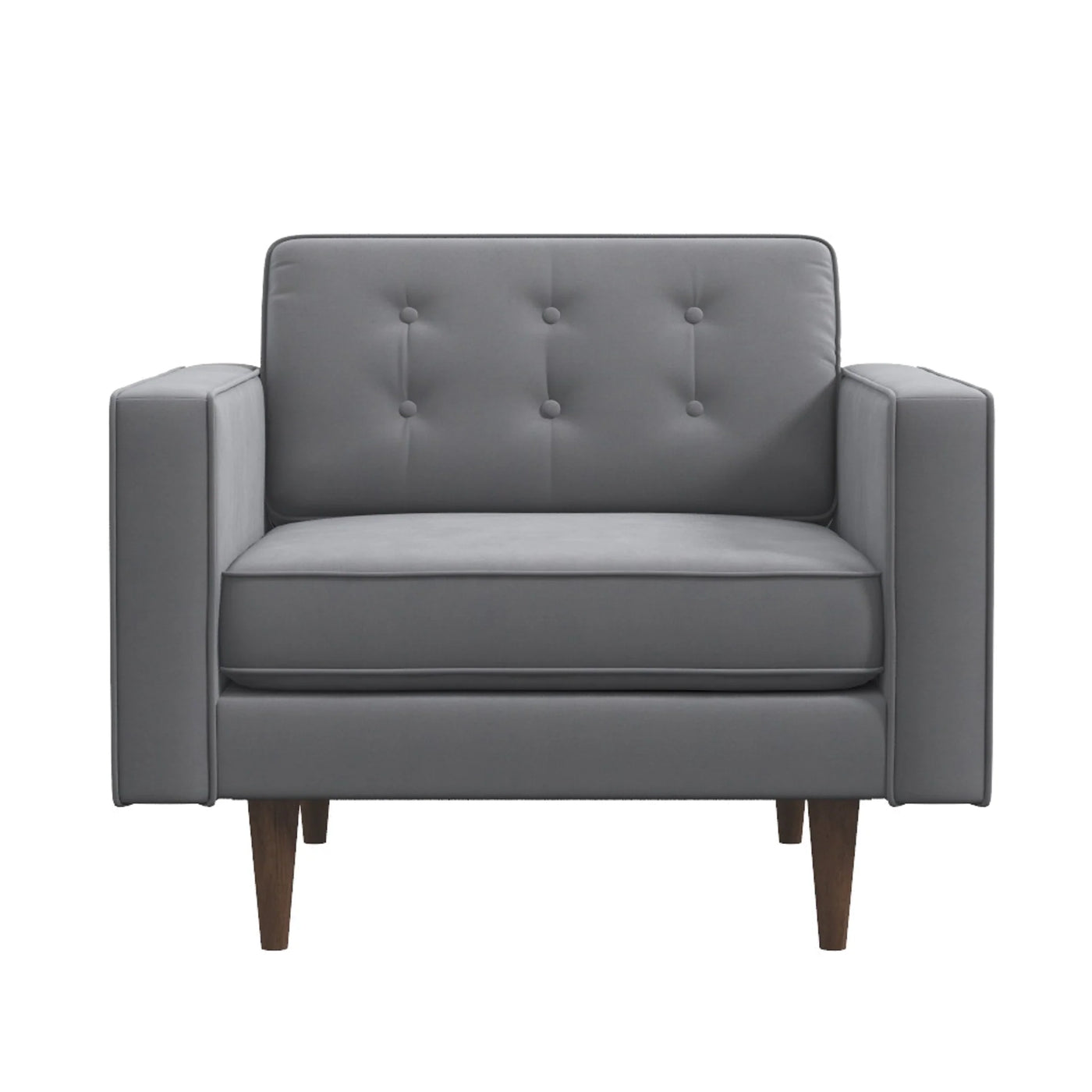 Mid-Century Modern Lounge Chair in Gray Velvet