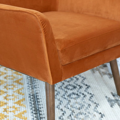 Modern Contemporary Orange Velvet Lounge Chair