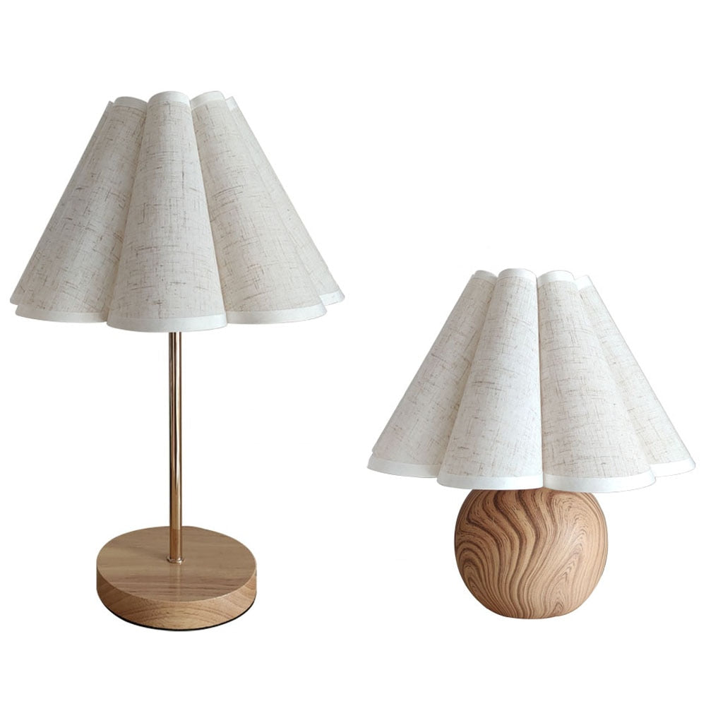 Vintage Inspired Fluted Tulip Pleat Lampshade Lamp Korean Style Bedside Table Lamp