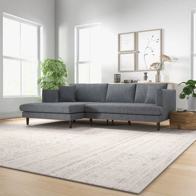 Mid-Century Modern Sectional Sofa in Grey Linen - Left or Right Chaise