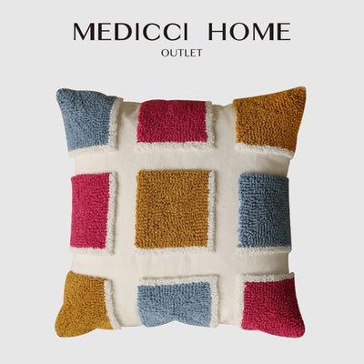 Medicci Home Colorfull Enamel Jewel Color Block Square Cushion Covers Luxury Handmade Tufted Pillow Case 45x45cm Free Shipping