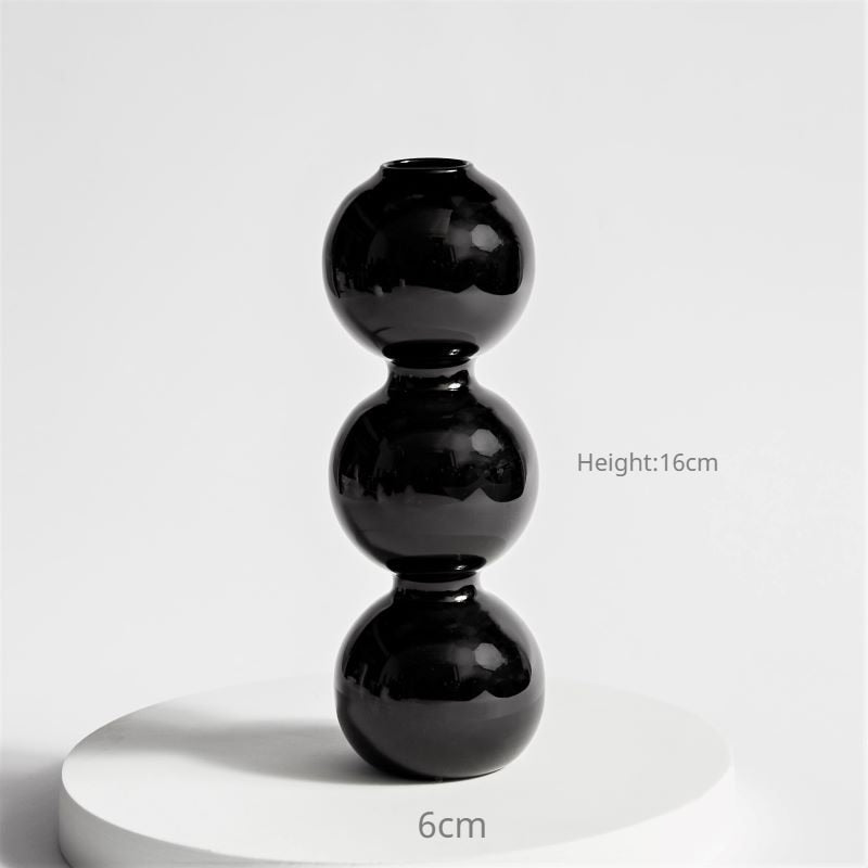 Wavy Black Glass Candlestick and Tea Light Holders Decorative Modern Retro Vintage Style Vases and Candelabras