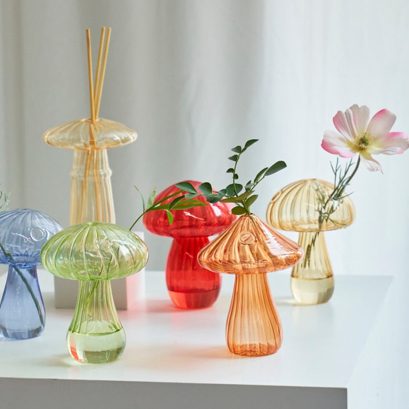 Vintage-Inspired Translucent Mushroom Vase Collection