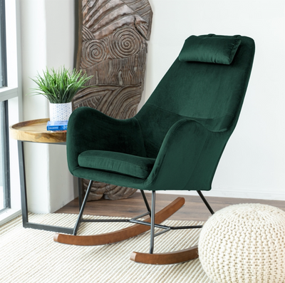 Revi Mid-Century Modern Tight Back velvet Rocking Chair