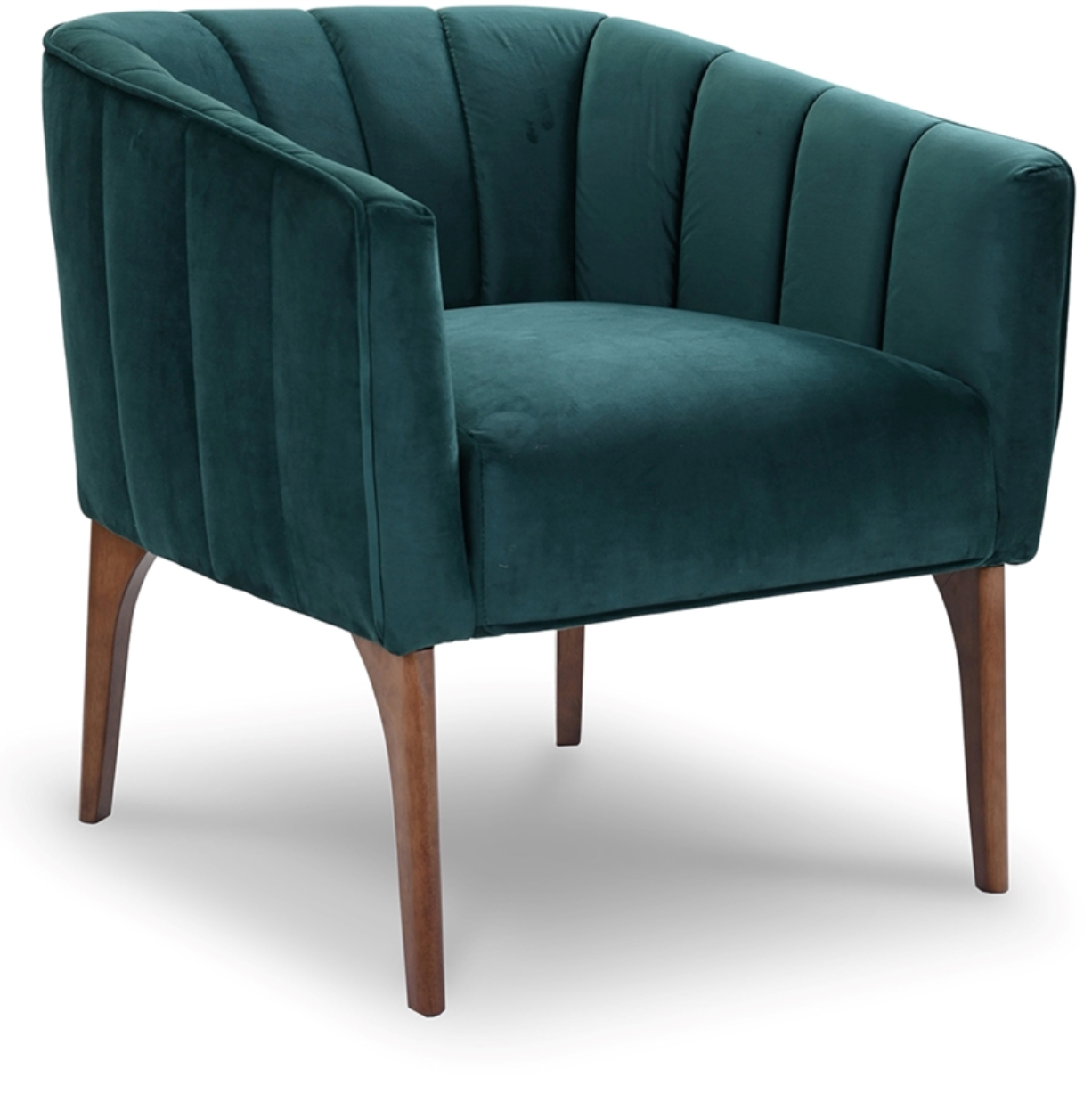 Mid-Century Tufted Tight Back Velvet Upholstered Armchair in Green