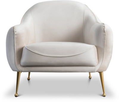 Mid-Century Upholstered Velvet Armchair in Beige with Gold Hairpin Legs
