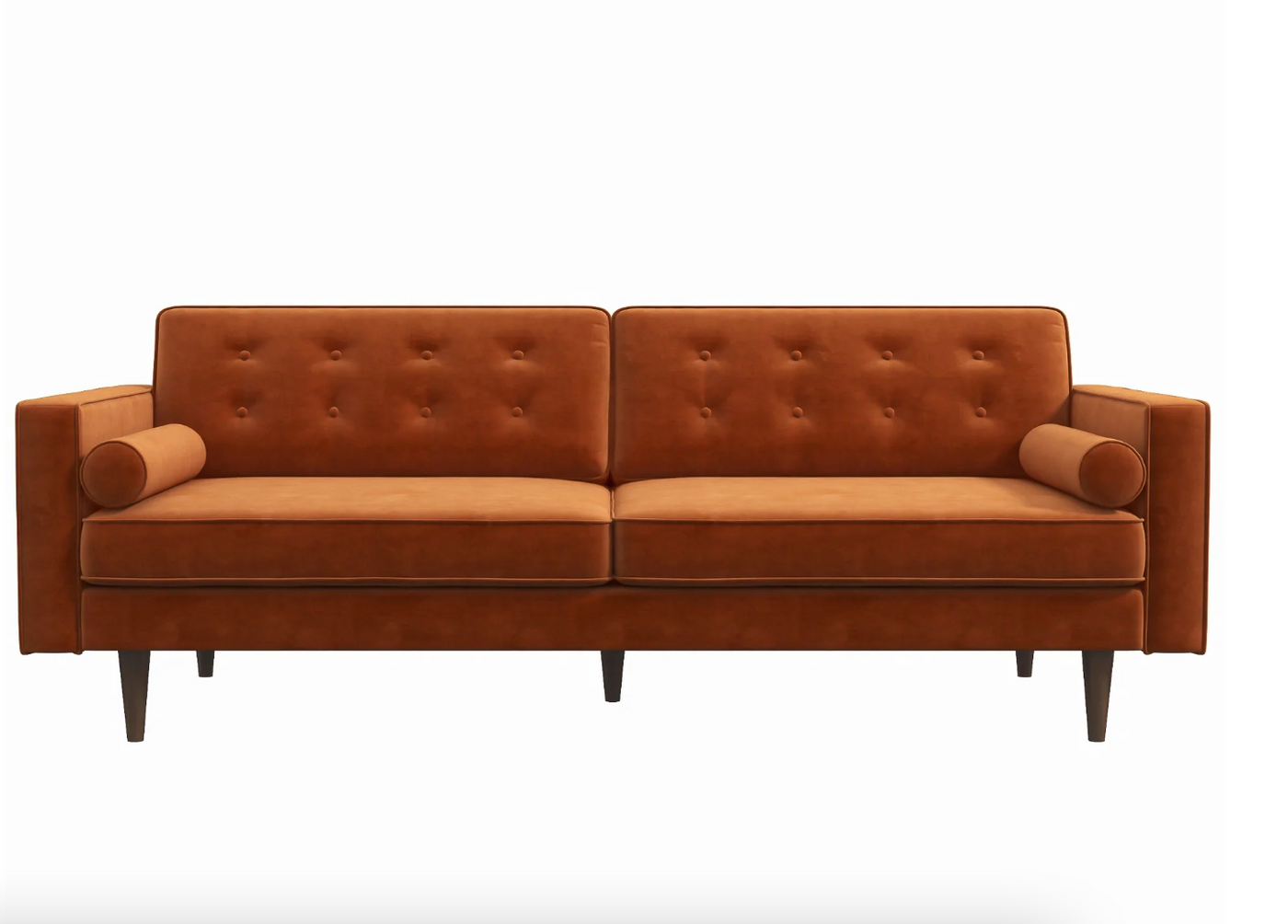 Mid-Century Modern Rectangular Tufted Back Velvet Upholstered Sofa in ...