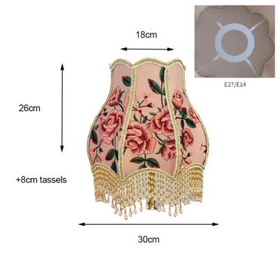 Luxury European Contessa Embroidered Pink Roses Vintage-Inspired Floral Lampshade