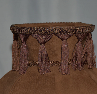 Victorian Coffee Brown Velvet French Romantic Maximalist Style Fringe Lampshade