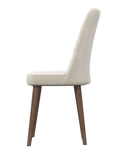Mid-Century Modern Platinum Beige Velvet Dining Chair