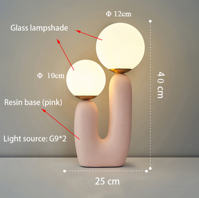 Pale Pink Abstract Modern Dual Bulb Cactus Lamp