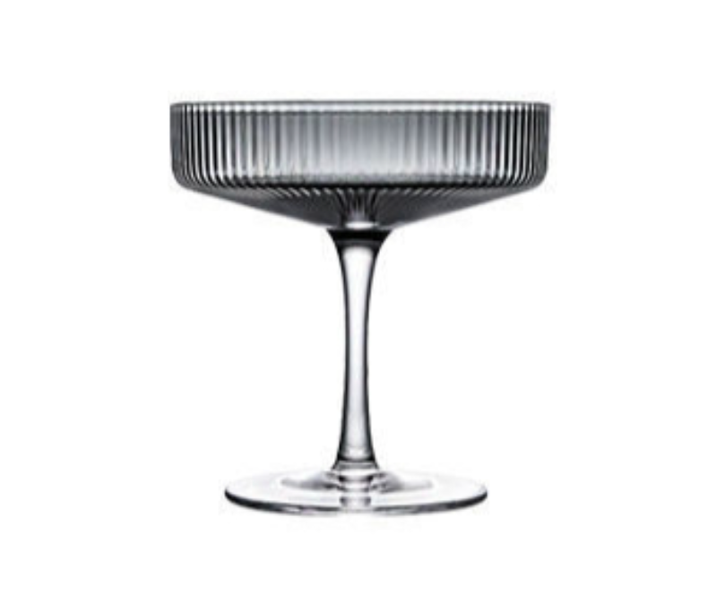 Vertical Stripe Ripple Texture Modern Coupe and Footed Glasses for Cocktails and Desserts