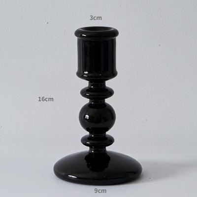 Wavy Black Glass Candlestick and Tea Light Holders Decorative Modern Retro Vintage Style Vases and Candelabras