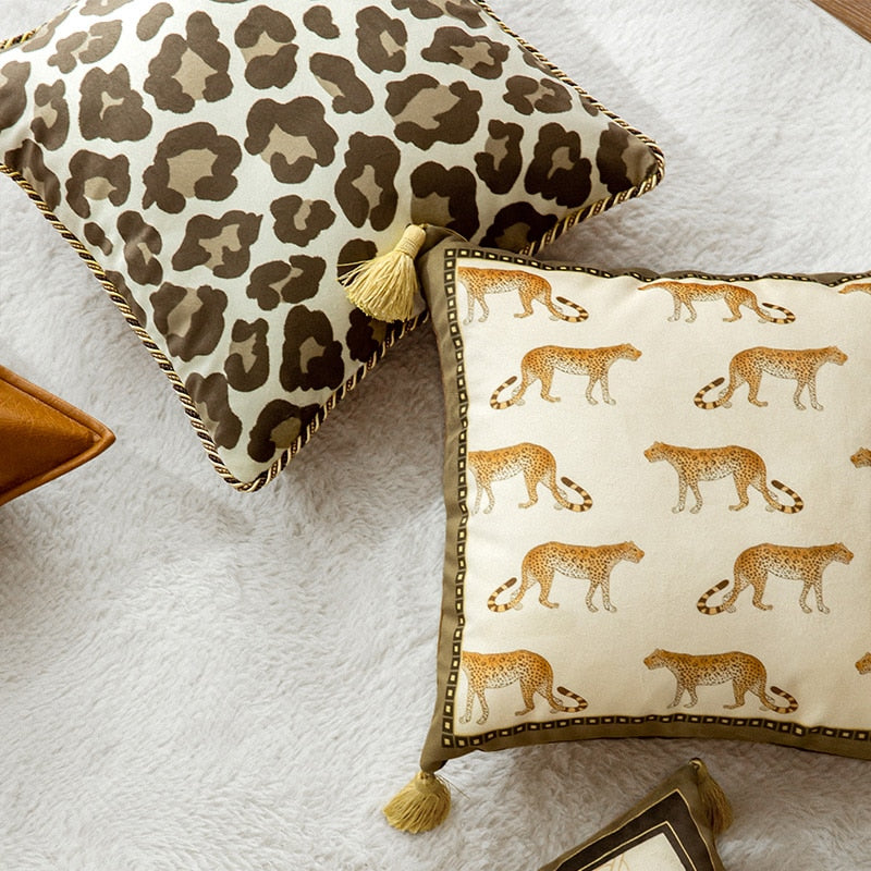 Luxury Soft Velvet Leopard Print and Cheetah Spots Pillow Cover Collection