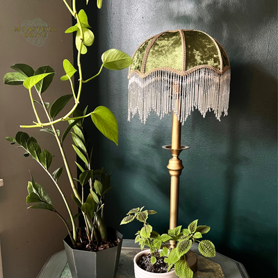 Luxury Green Velvet Beaded Tassel Vintage-Inspired Lampshade