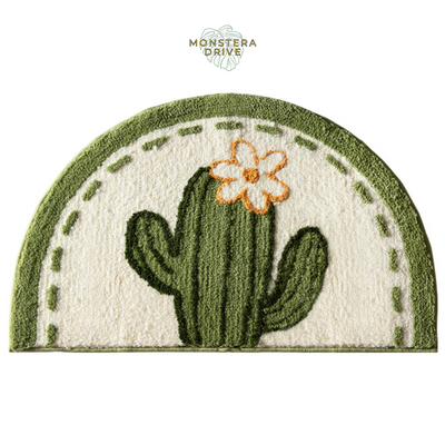 Boho Chic Cactus Flower Non-Slip Microfiber Fleece Bath/Bedroom Mat