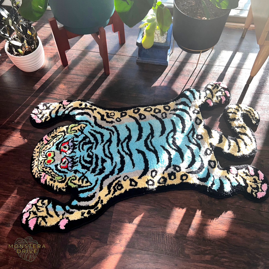 Plush Tibetan Tiger Shaped Rug, Decorative Tiger Carpet, Living