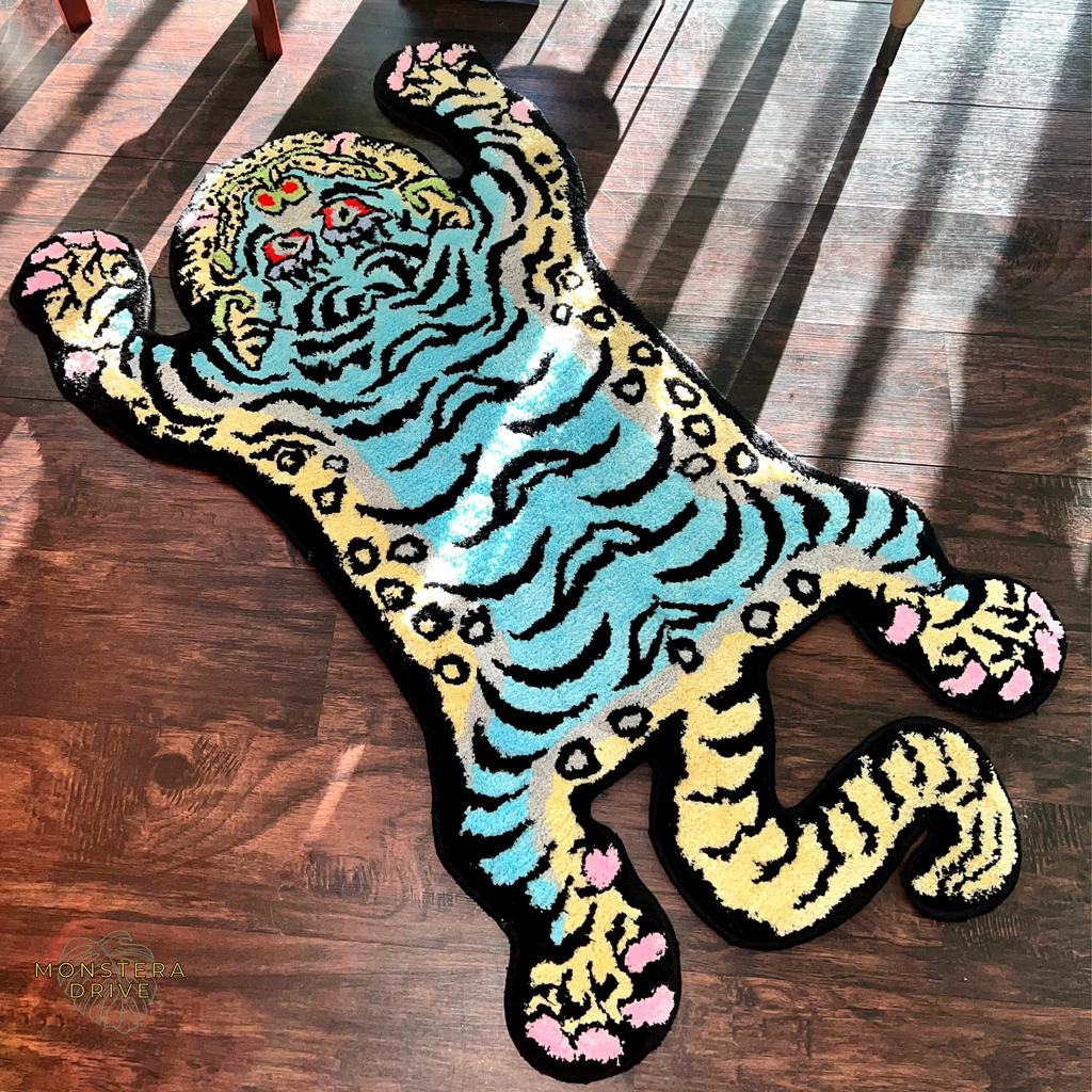 Plush Tibetan Tiger Shaped Rug, Decorative Tiger Carpet, Living
