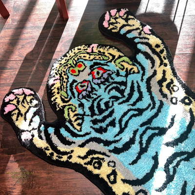 Plush Tibetan Tiger Shaped Rug, Decorative Tiger Carpet, Living Room Bedroom Plush Soft Tiger Carpet