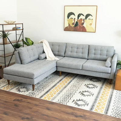 Mid-Century Modern Sectional Sofa in Light Gray - Left or Right Facing Chaise