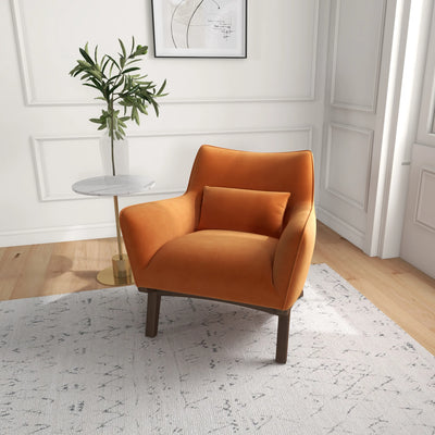 Mid-Century Modern Design Burnt Orange Velvet Lounge Chair