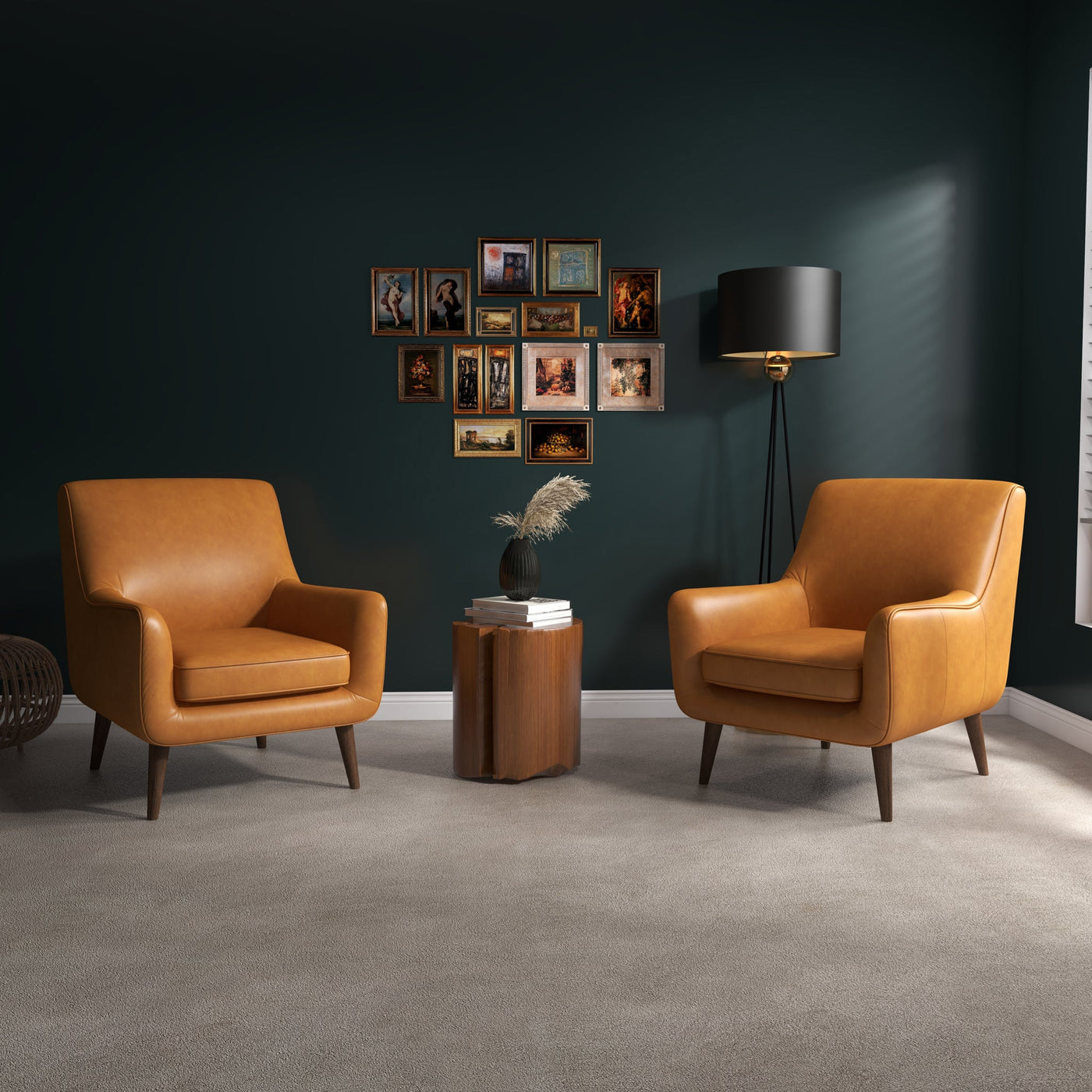 Mason Mid-Century Modern Genuine Italian Tan Leather Lounge Chair