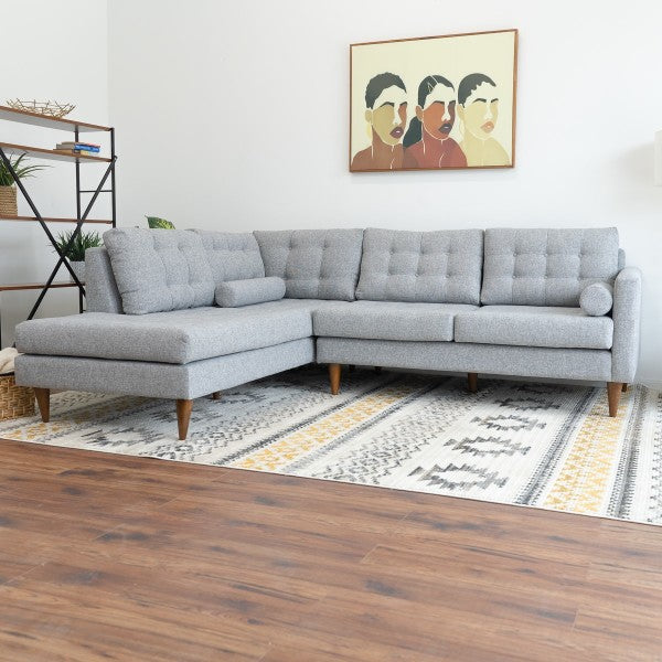 Mid-Century Modern Sectional Sofa in Light Gray - Left or Right Facing Chaise