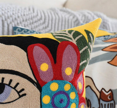 Embroidered Southwestern Frida Throw Pillow Cover Collection