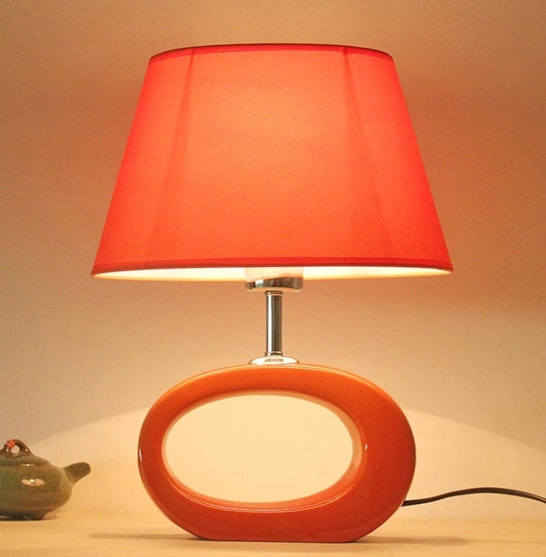 Mid-Century Modern Atomic Art Retro Vintage Cut Out Lamp in Glossy Ceramic