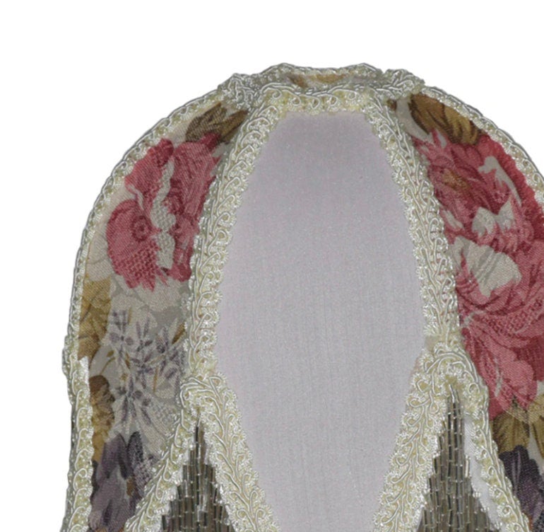 Luxury Victorian Maximalist Boudoir Silk Satin Floral Crystal Tassel French Romantic Lampshade