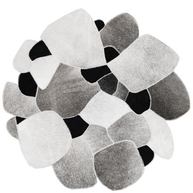 Luxury Abstract Modern Cobblestone Patchwork Authentic Cowhide Rug